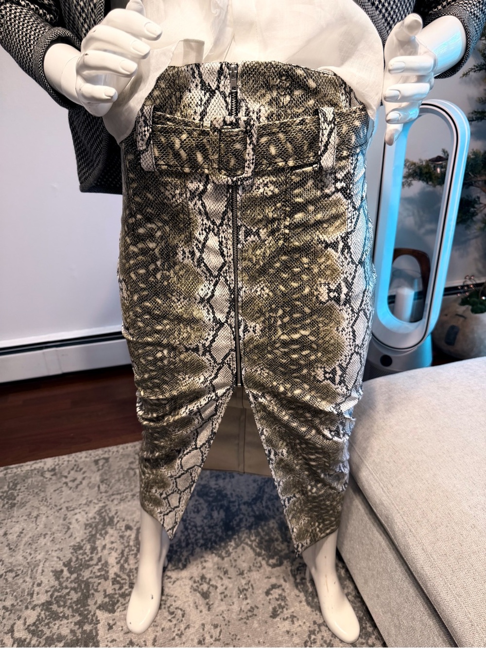 ASOS Snake-Print Pencil Skirt in Black and White.